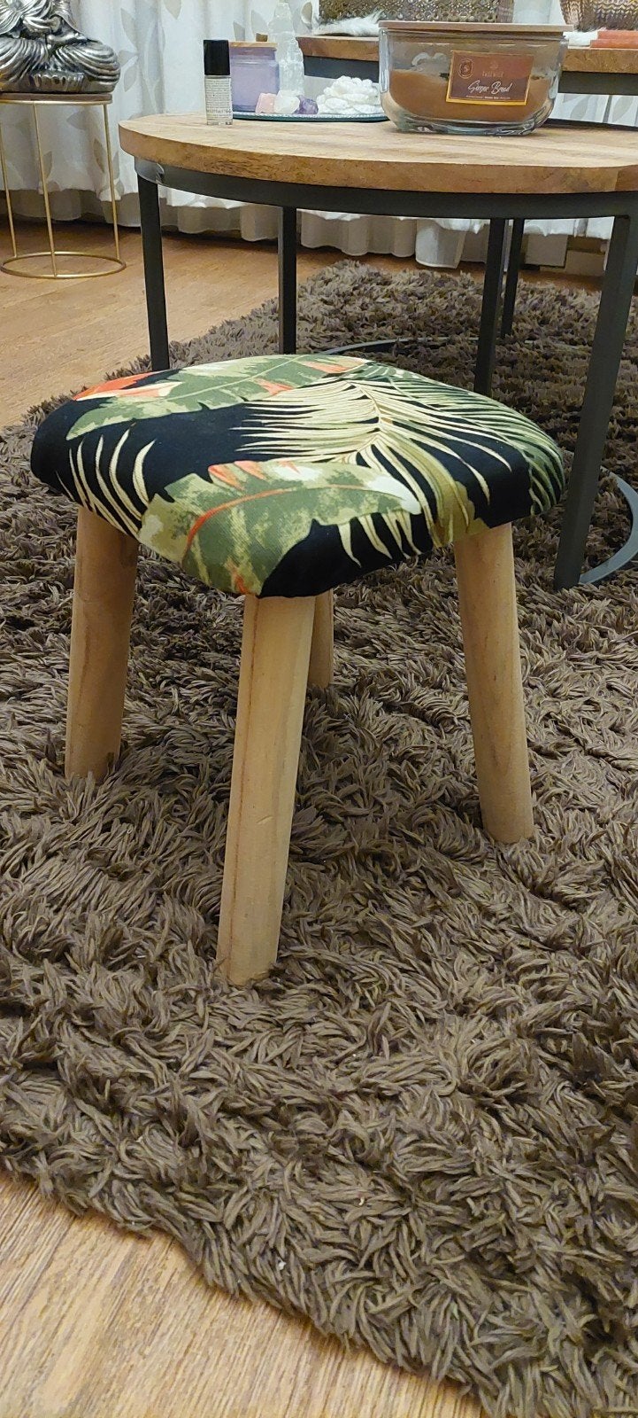 Decoratieve kruk met tropische print, Ophalen