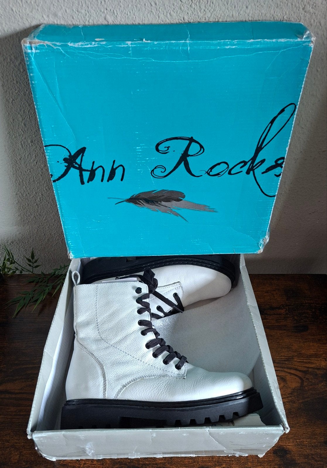 ANN ROCKS Veterboots wit  Leder Maat 39 €50, Kleding | Dames, Schoenen, Wit, Overige typen, Ophalen of Verzenden, Ann rocks