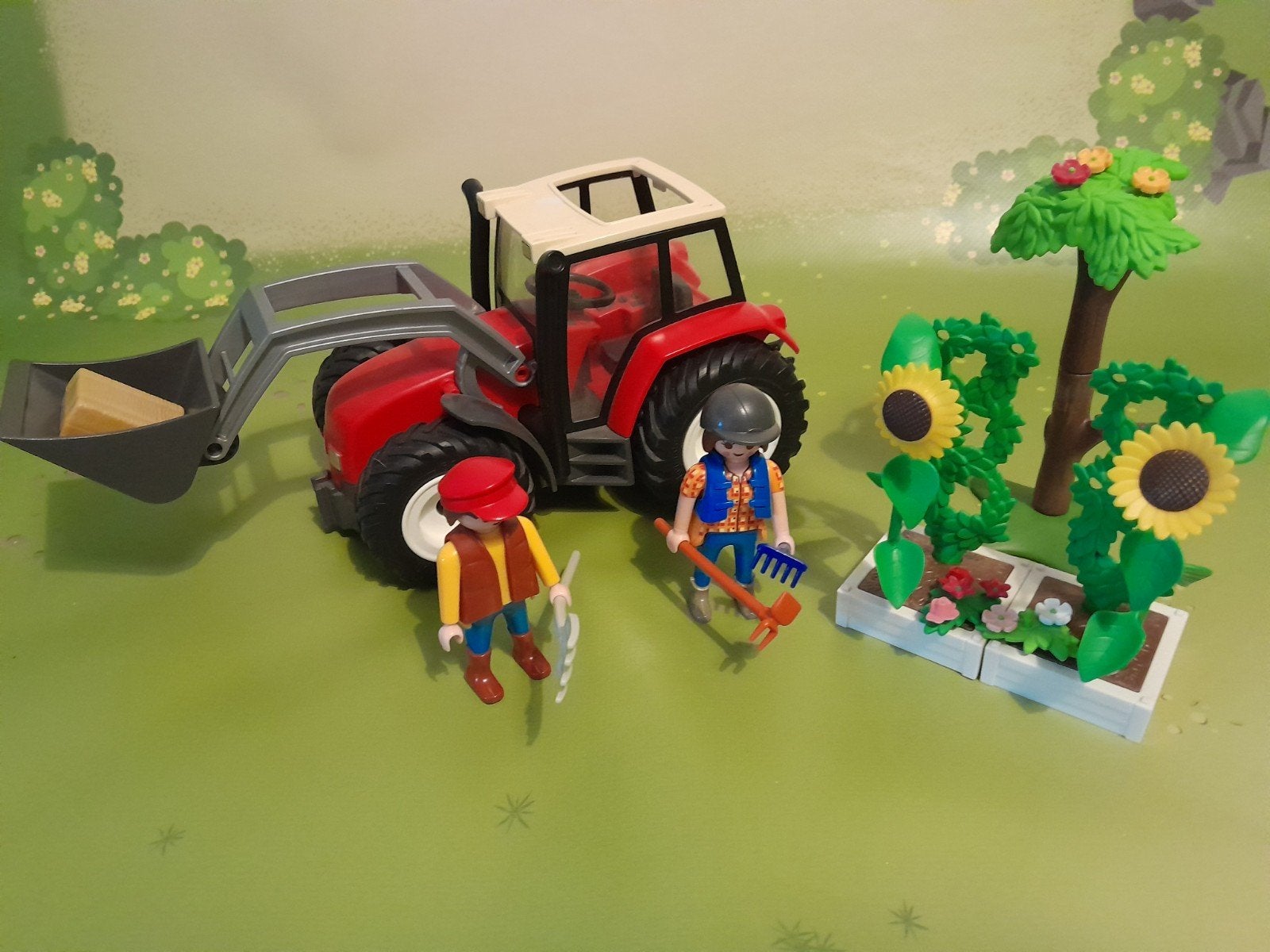 Playmobil leuke Boer met Boerin met Tractor en groen, Complete set, Voertuig, Ophalen of Verzenden, Zo goed als nieuw