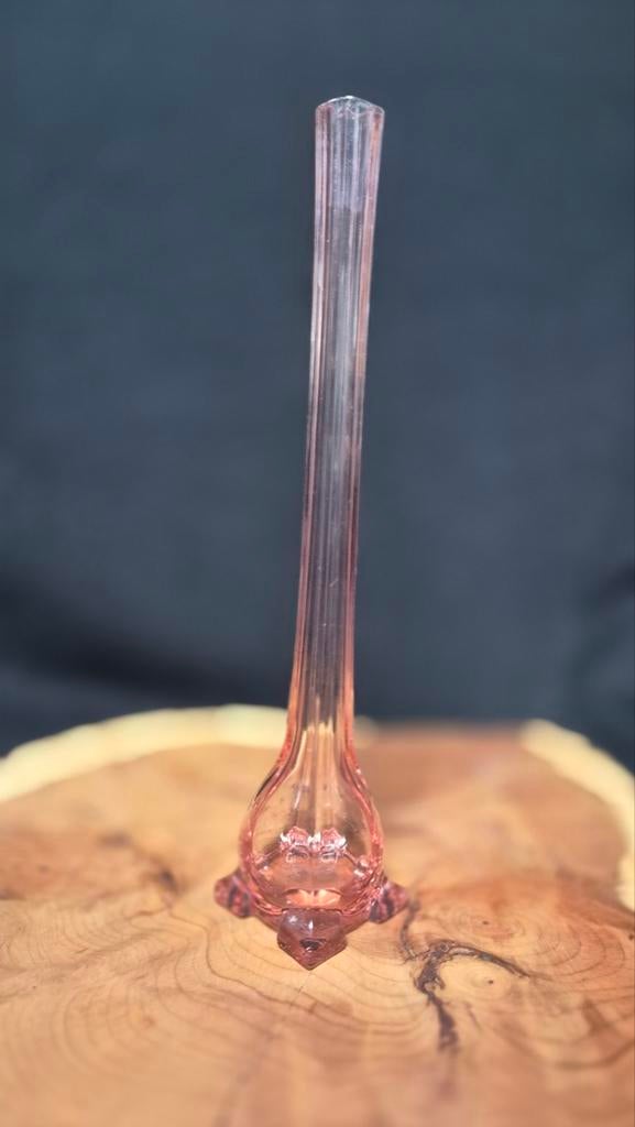 Vintage rosaline soliflore vaasje van rose persglas 20cm, Ophalen of Verzenden