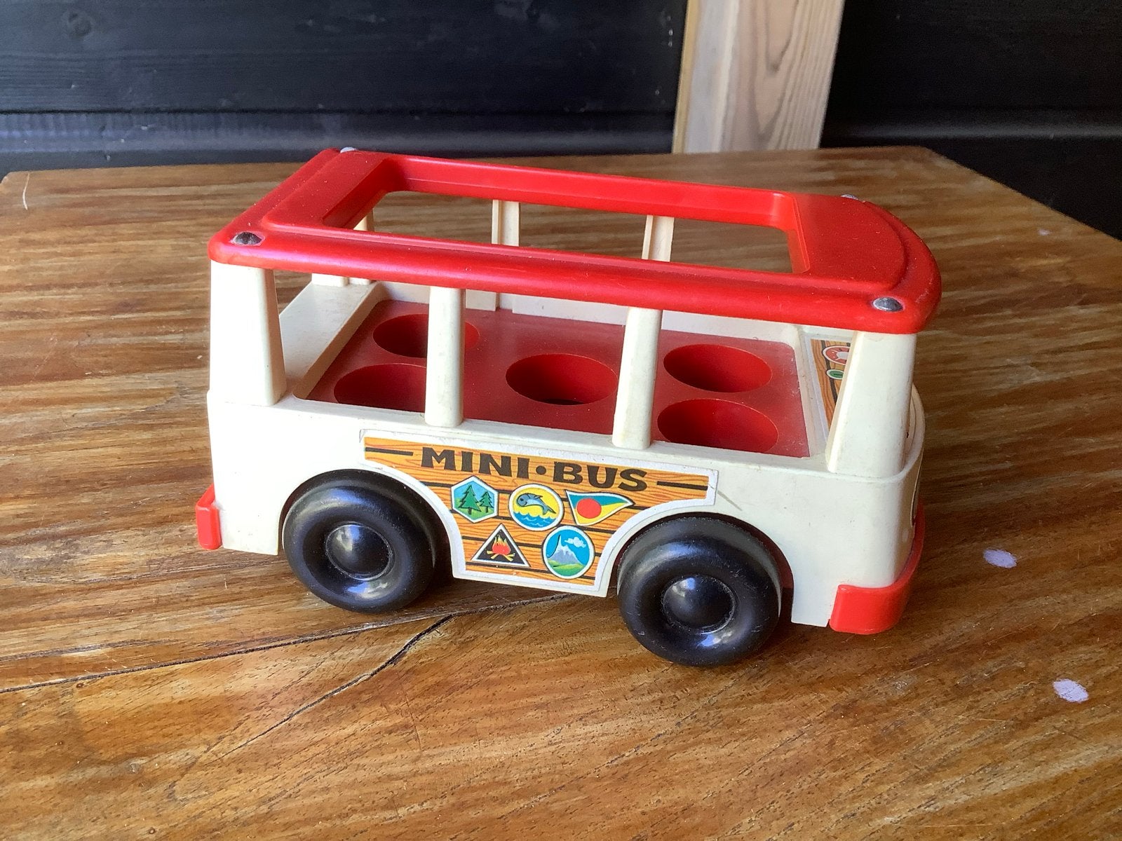 Vintage Fisher-Price Mini-Bus uit 1969 - Speelgoed, Ophalen of Verzenden, Gebruikt, Auto of Voertuig