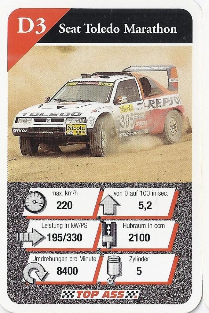 Kw2093 autokaartje autosport seat toledo marathon (d3), Ophalen of Verzenden, Zo goed als nieuw, Auto's