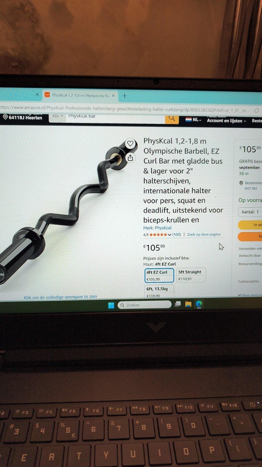 GLOEDNIEUWE PHYSKCAL BARBELL / BAR, Sport en Fitness, Fitnessmaterialen, Ophalen, Nieuw, Halterstangen