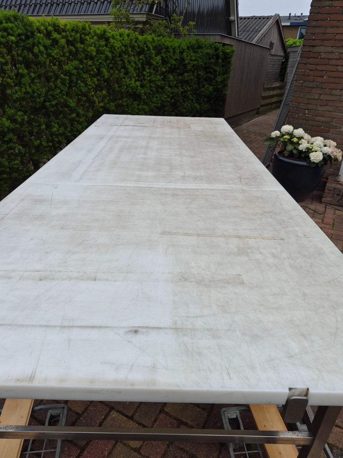 Werkbank rvs met kunststof  werkblad, Ophalen of Verzenden