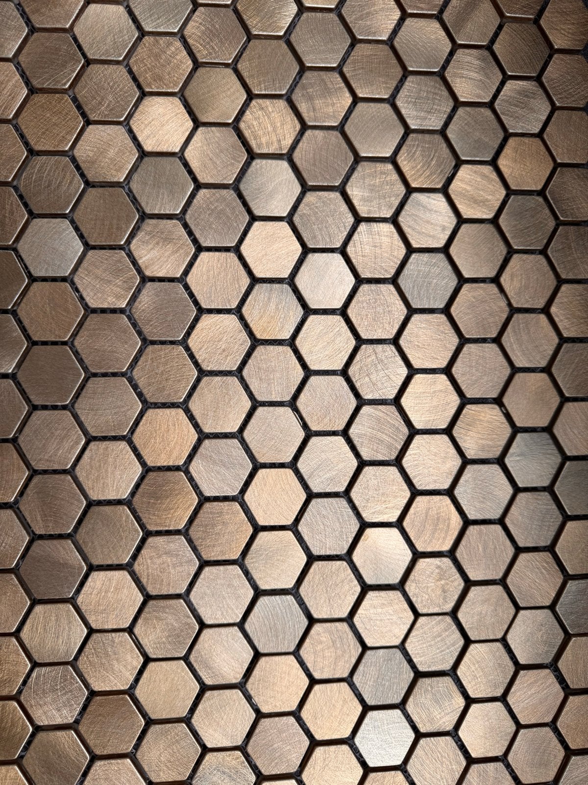 Hexagon Mozaïek Tegels - Nieuw - 3 matjes koperkleurig, Wandtegels, Nieuw, Ophalen of Verzenden, Minder dan 5 m²