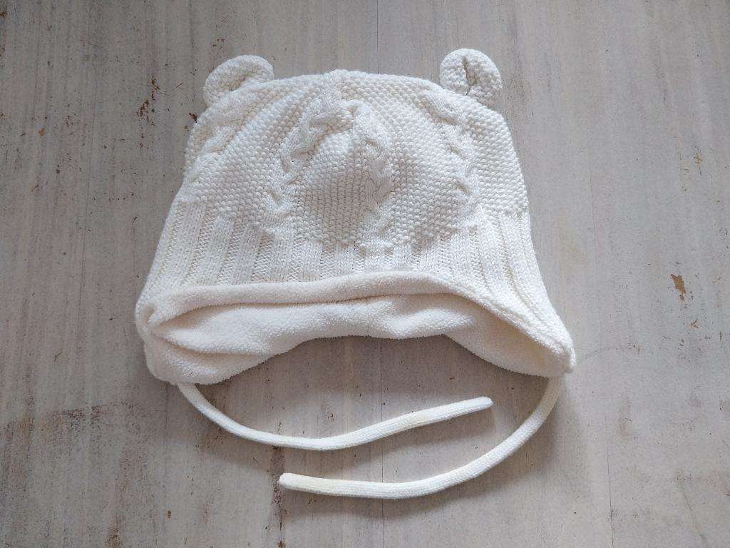 H en M lekker warm mutsje met strik koord maat 62-68, Meisje, H&M, Ophalen of Verzenden, Muts