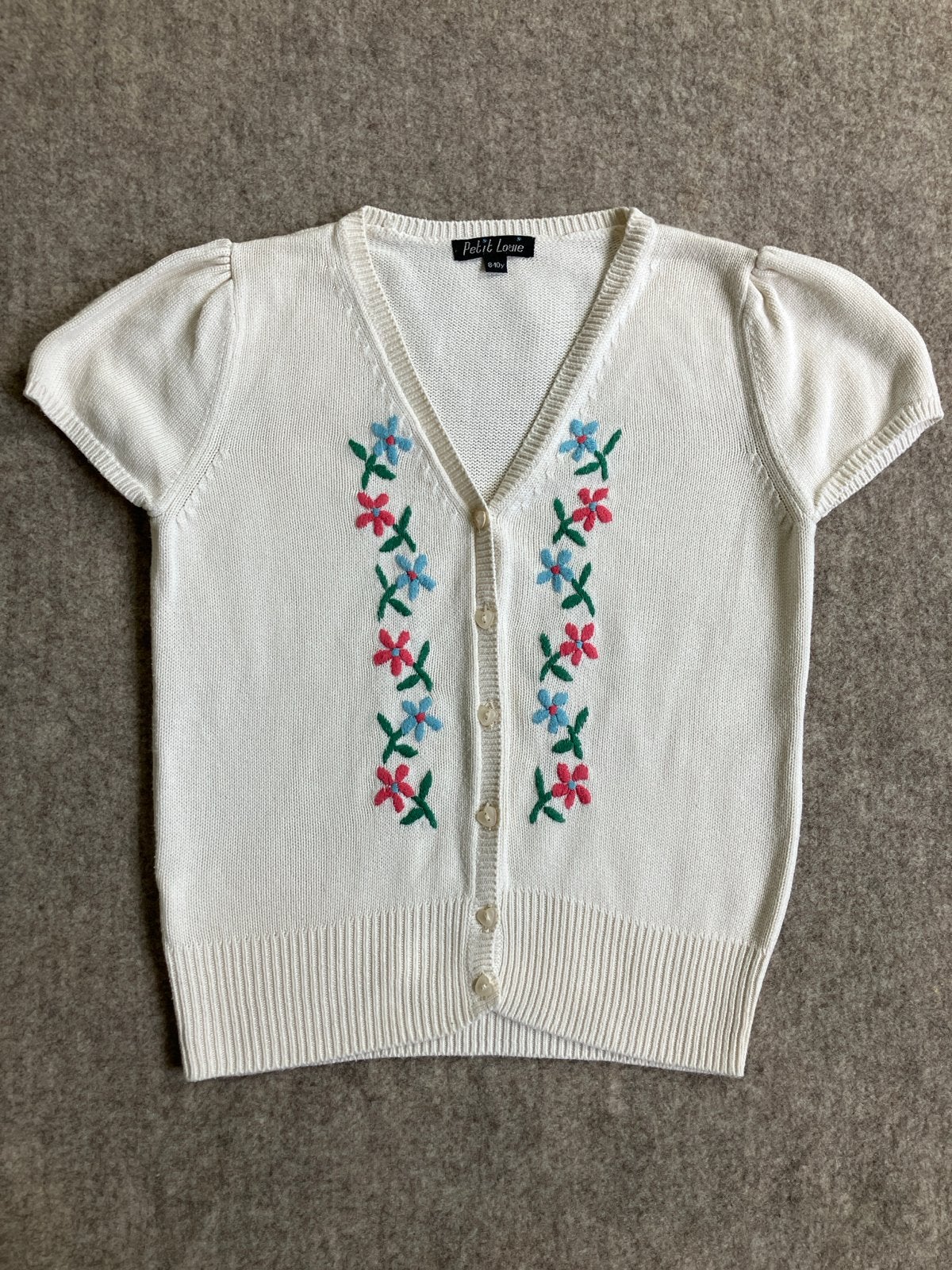 Petit Louie Gebreid Vestje met Bloemen (8-10 jaar) ZGAN, Verzenden, Zo goed als nieuw, Meisje