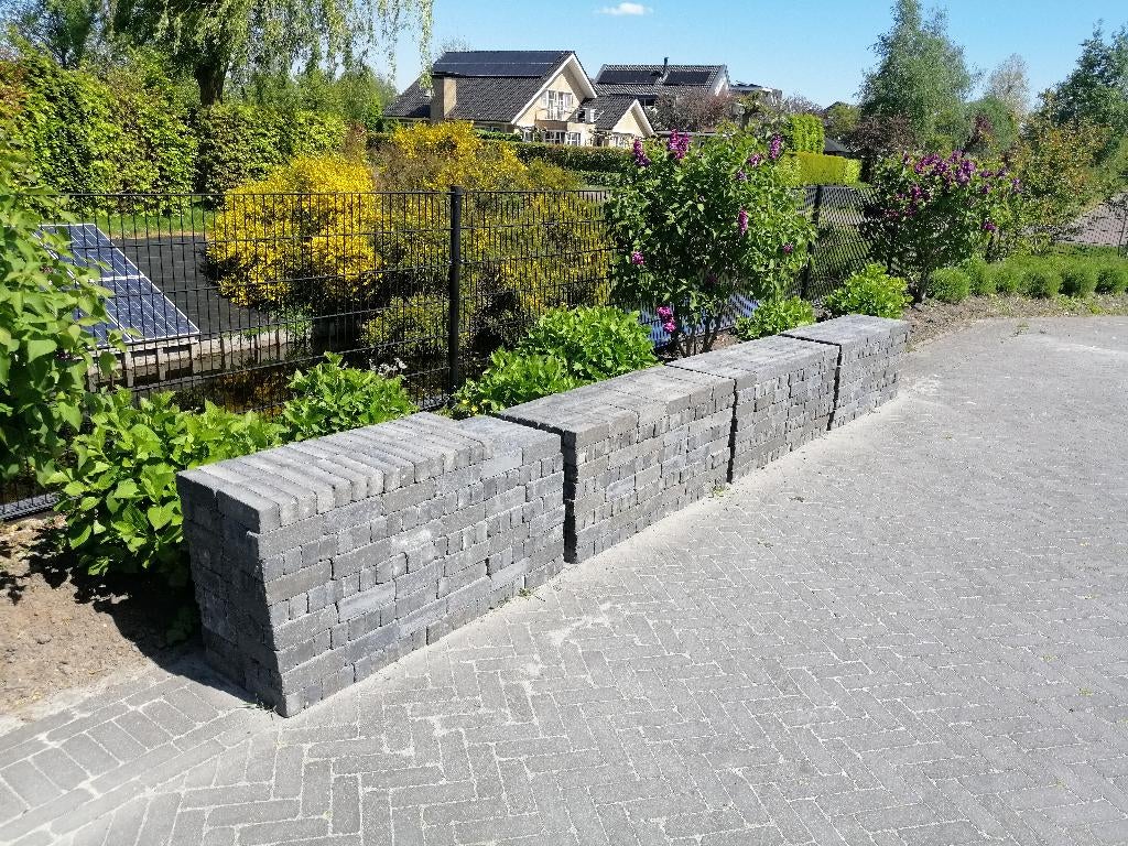 Restpartij dikformaat getrommeld Antraciet, Tuin en Terras, Tegels en Klinkers, Ophalen, Gebruikt, Klinkers, 10 m² of meer