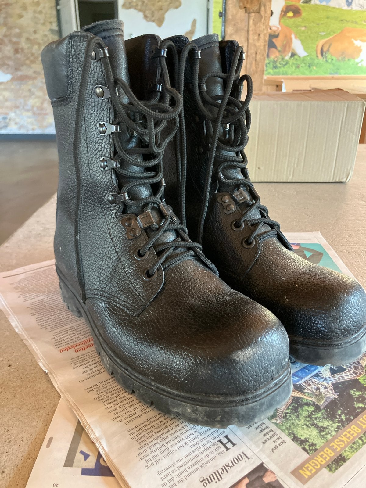 BIMA 240m SHOE - Zwarte leren legerkisten / boots, maat 40, Ophalen, Zwart, Boots, Zo goed als nieuw