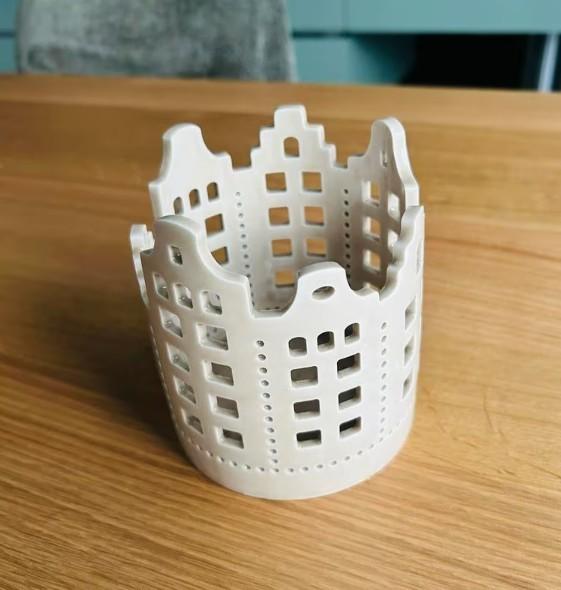 Leuk waxinehouder Amsterdamse grachtenpandjes beige, Huis en Inrichting, Overige materialen, Beige, Nieuw, Ophalen of Verzenden