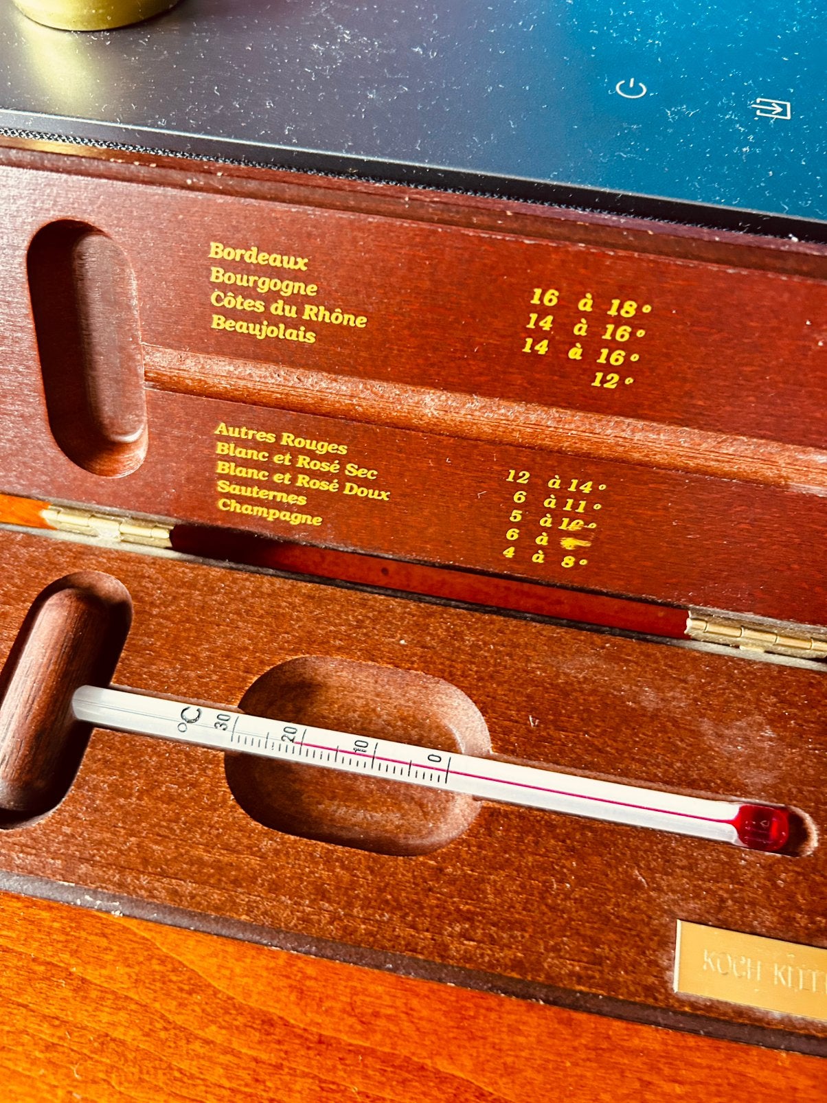 Wijn thermometer., Ophalen of Verzenden, Gebruikt, Hout