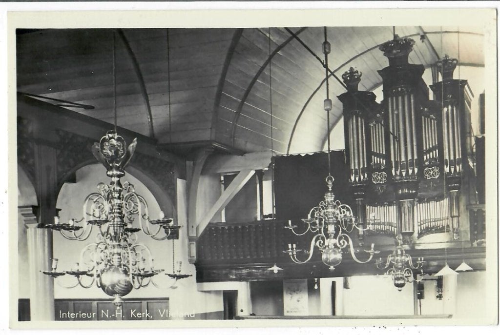 Vlieland - Interieur N.H. Kerk (1), Verzamelen, Verzenden, 1940 tot 1960, Ongelopen, Waddeneilanden