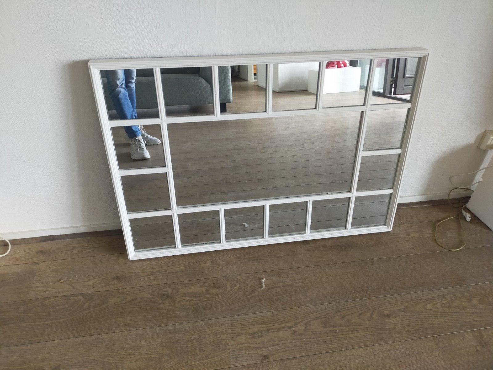 Decoratieve spiegel met raamwerk design, Ophalen, Rechthoekig, 100 tot 150 cm, Minder dan 100 cm