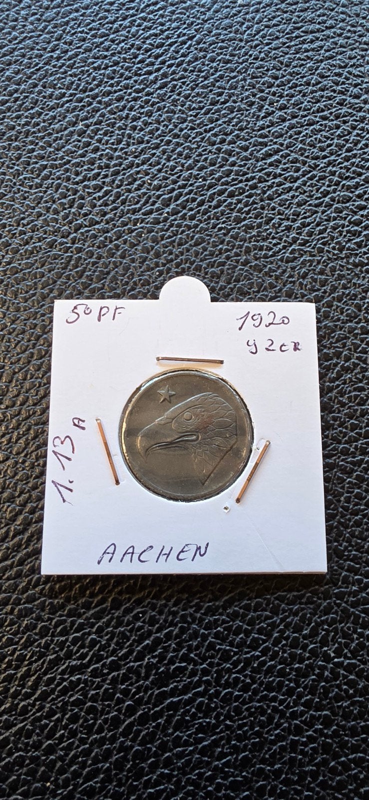 Duits notgeld 50 pfennig 1920 Aachen  ijzer 1.13a, Ophalen of Verzenden, Duitsland