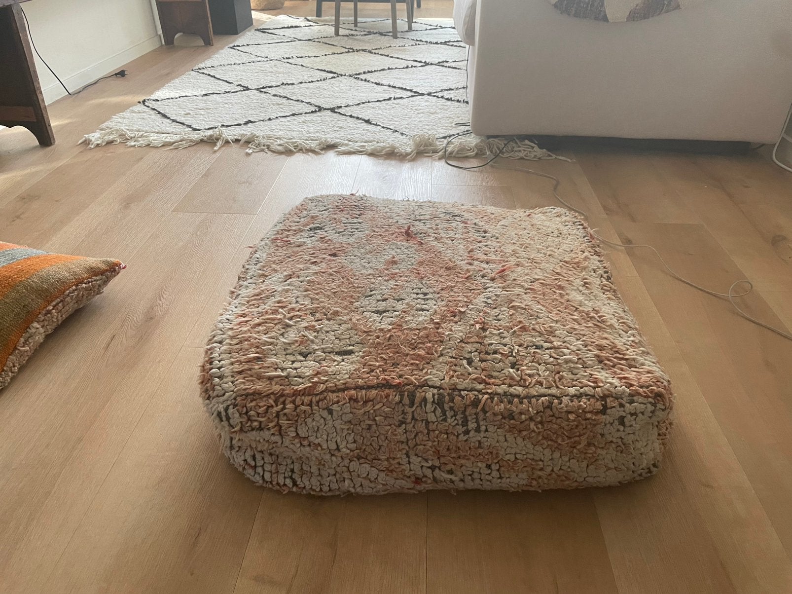 Marokkaanse berber poef, Gebruikt, Ophalen of Verzenden, 50 tot 75 cm, Vierkant