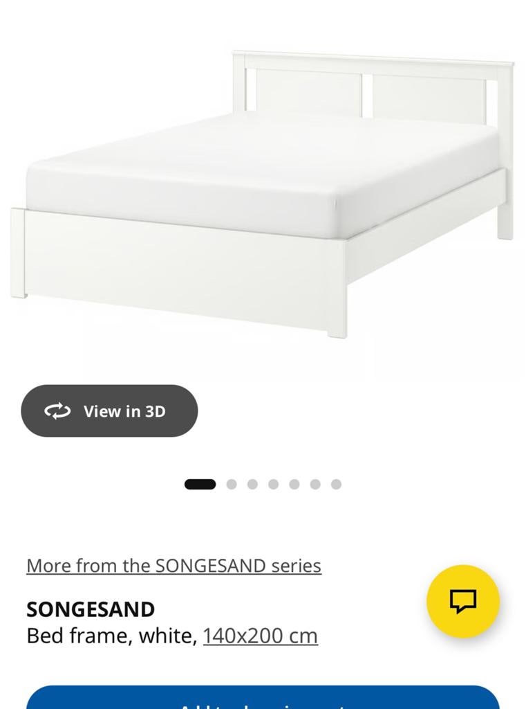 Ikea Bed Frame (double), Wit, Tweepersoons, Zo goed als nieuw, Hout