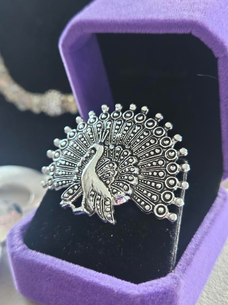 Vintage Pauw Sjaal Clip - Zilverkleurig, 4.5 cm, Overige materialen, 4 tot 7 cm, Gebruikt, Ophalen of Verzenden