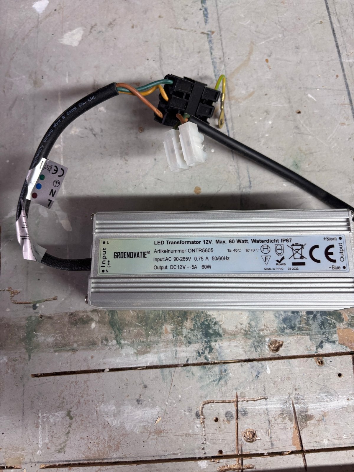 LED Transformator 12V Max. 60 Watt Waterdicht IP67, Ophalen of Verzenden, Gebruikt, Overige merken, Overige typen