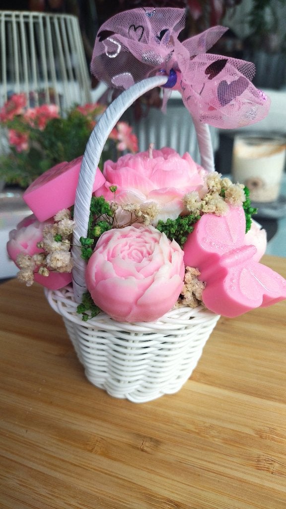 Luxe pioenrozen cadeau van soja bloemen, Binnen, Roze, Handgemaakt, Overige materialen