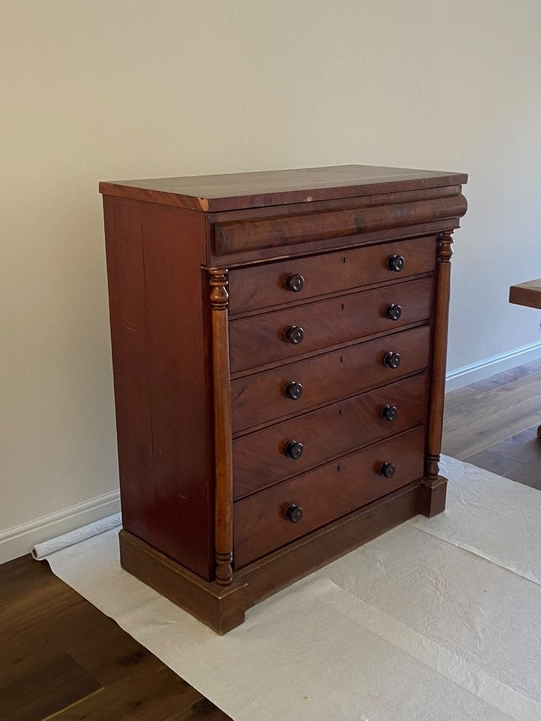 Antieke massief houten ladekast / grote vintage commode, Gebruikt, 100 tot 150 cm, 5 laden of meer, 100 tot 150 cm