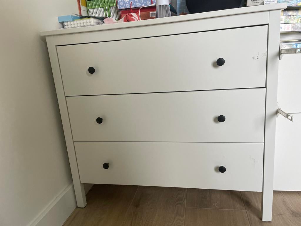IKEA ladekast met 3 lades - wit, Ophalen, 100 tot 150 cm, 50 tot 100 cm, Zo goed als nieuw