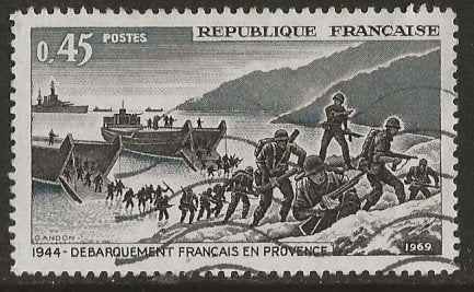 Frankrijk 255, landing van soldaten, Verzenden, Gestempeld