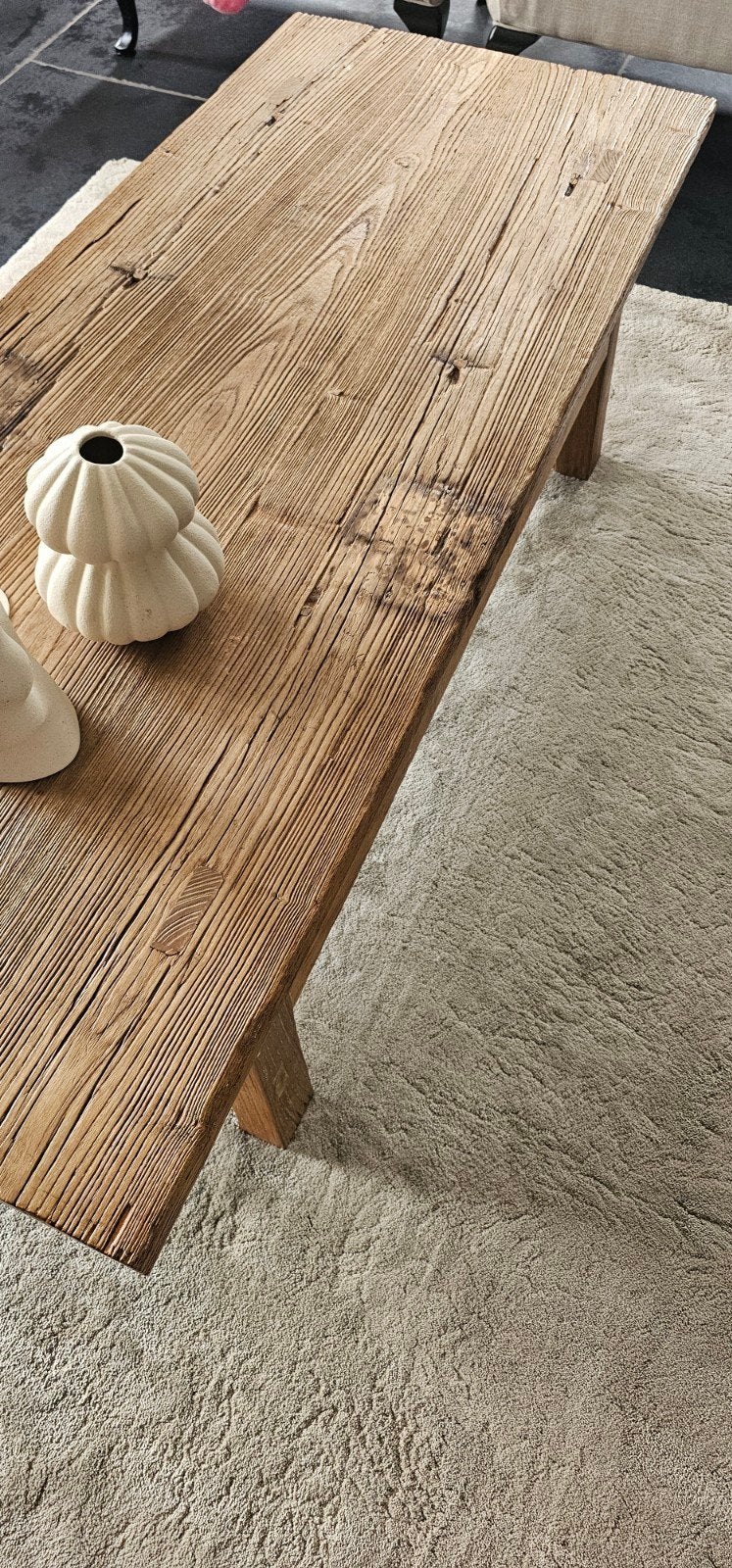 Stevige, massief houten salontafel met 3 lades!, Huis en Inrichting, Tafels | Salontafels, Ophalen, Gebruikt, Rechthoekig