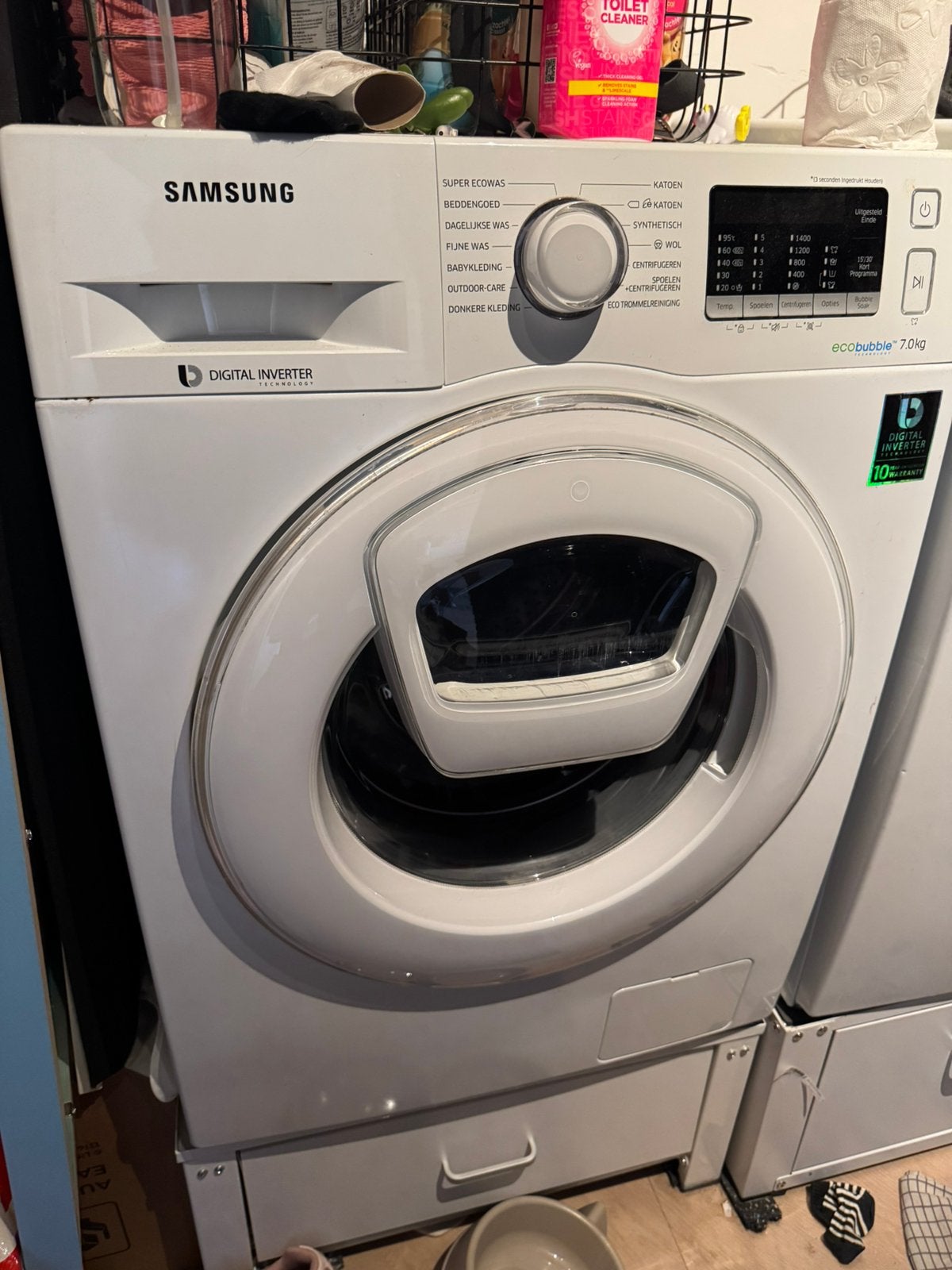 Samsung wasmachine met add wash deur, Ophalen, Gebruikt, 1200 tot 1600 toeren, 85 tot 90 cm