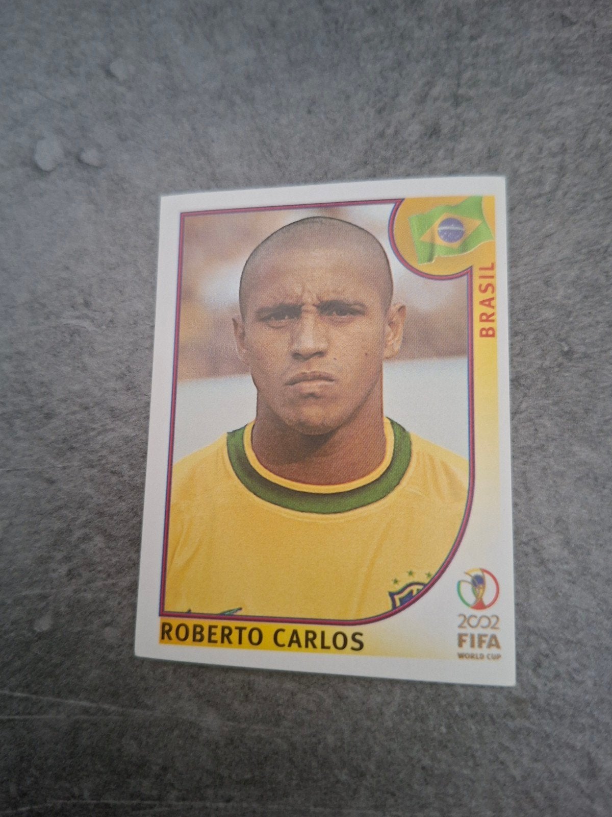 Panini sticker WK 2002 Japan-Korea. Roberto Carlos Brazilië., Ophalen of Verzenden, Zo goed als nieuw, Sticker