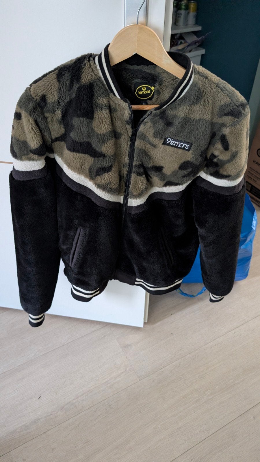 9 Lemons Bomberjack - Camouflage en Zwart - Maat M, 9 Lemons, Ophalen of Verzenden, Zo goed als nieuw, Meerkleurig