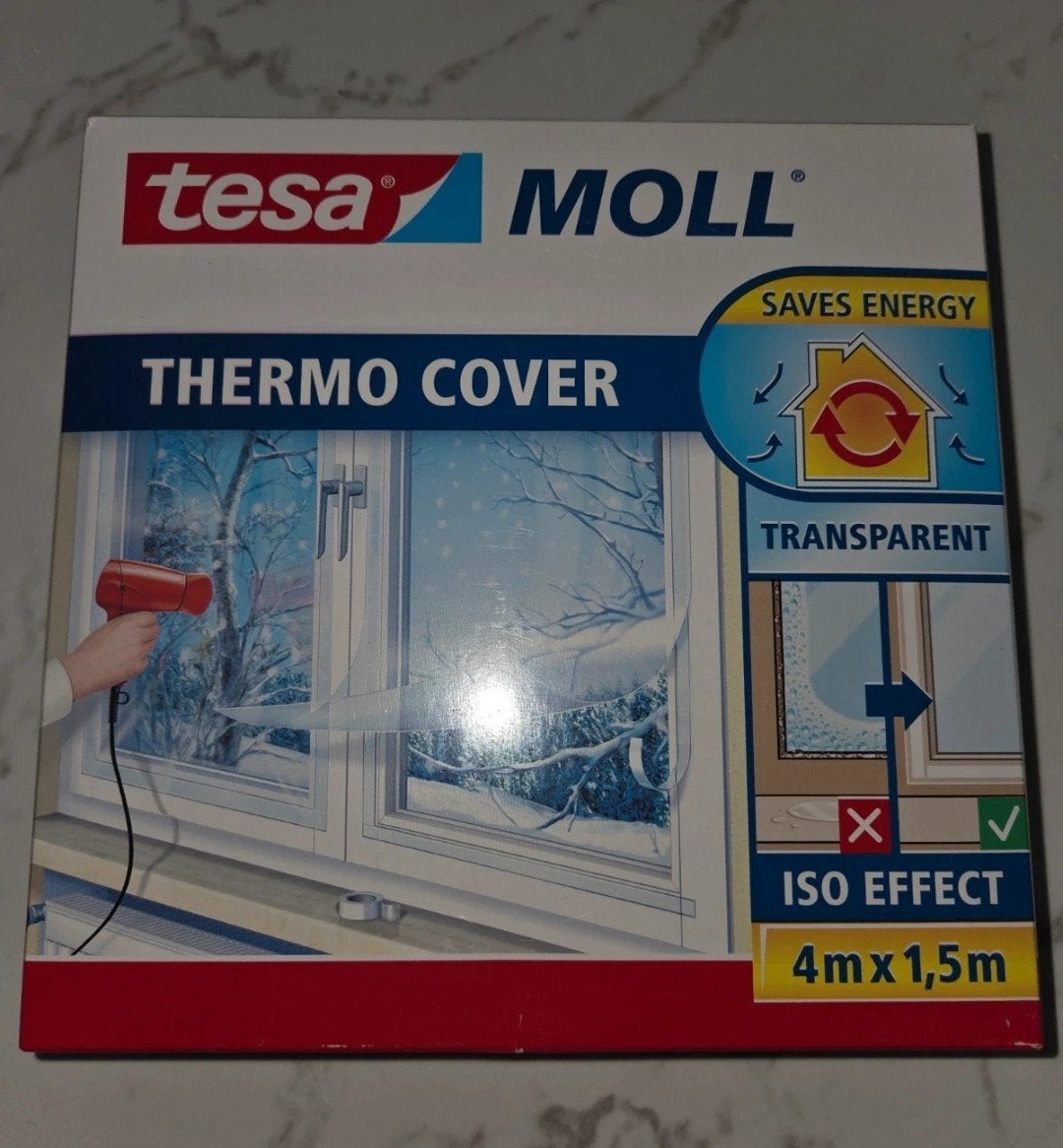Tesa Moll Thermo Cover Raamfolie - Energiebesparend, Doe-het-zelf en Verbouw, Minder dan 4 cm, Overige materialen, Verzenden, Nieuw