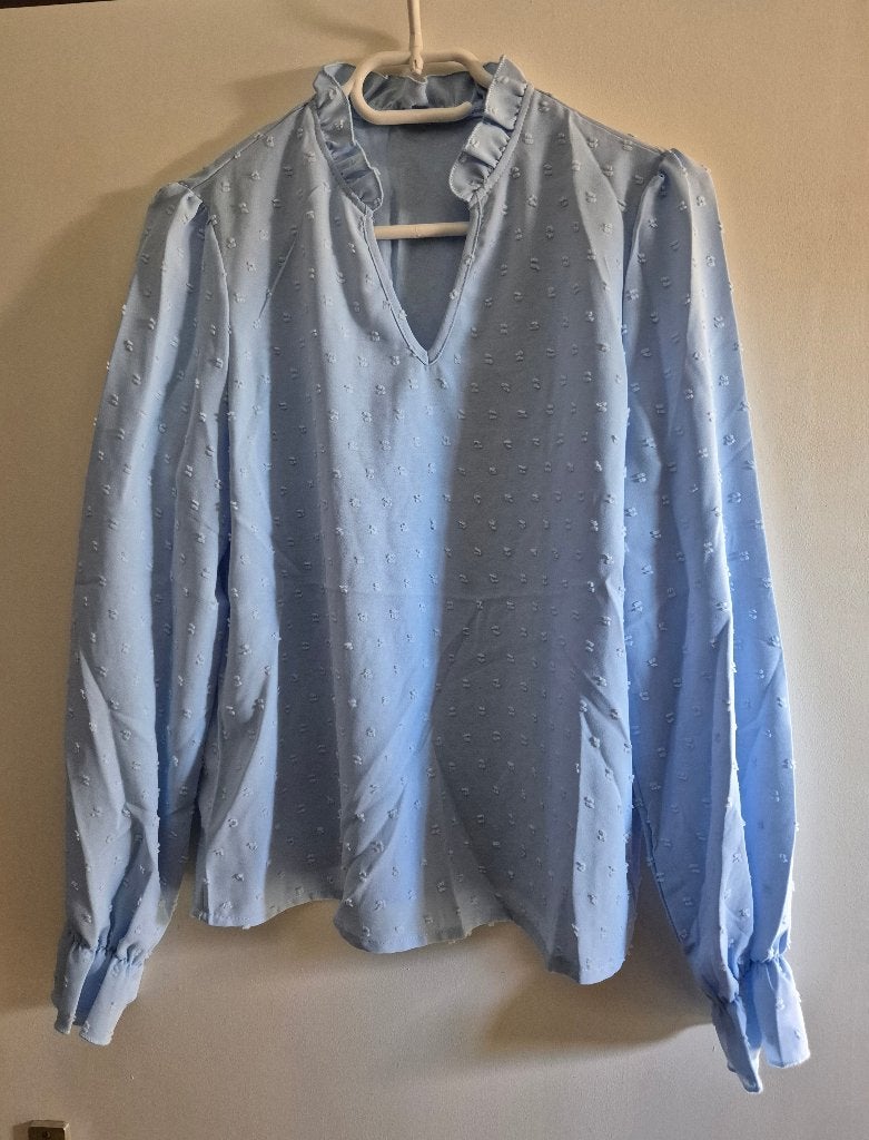 Superleuke lichtblauwe blouse maat S zgan Fijne stof, Blauw, Ophalen of Verzenden, Zo goed als nieuw, Maat 36 (S)