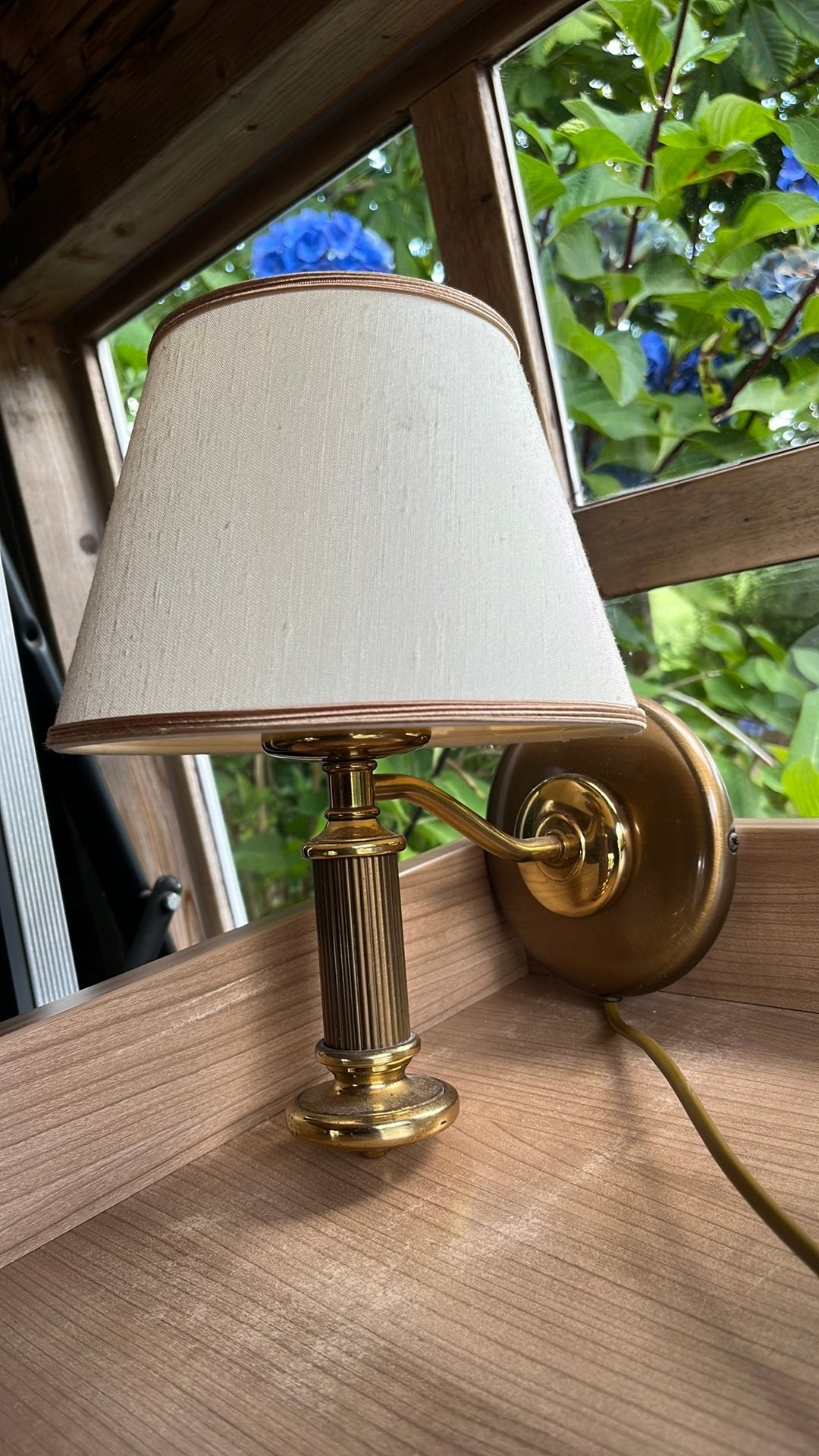 Wand schenerlamp messing - brons met ronde kap, Ophalen of Verzenden