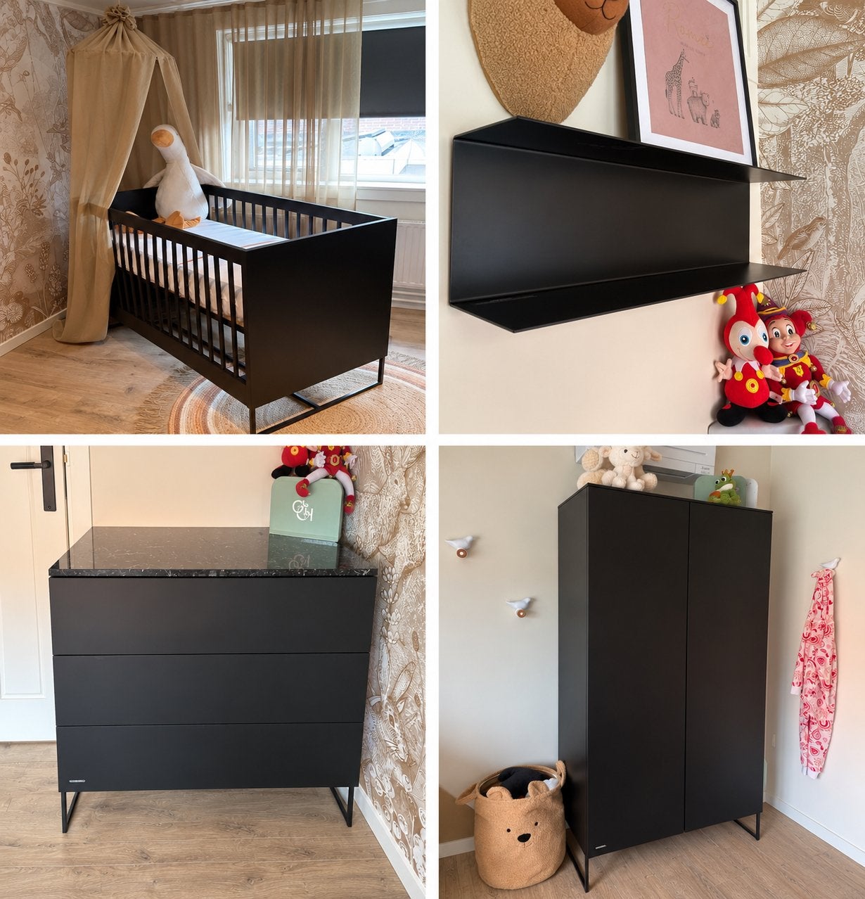 Kinderkamer Modular Kidsmill (ledikant, commode, kast, plank, Ophalen, 50 tot 70 cm, 105 cm of meer, Commode