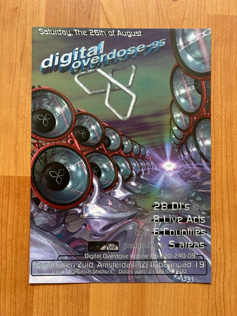 "Digital Overdose 95" House Flyer Boekje - Hellraiser, Ophalen, Rechthoekig Staand, Zo goed als nieuw, A1 t/m A3