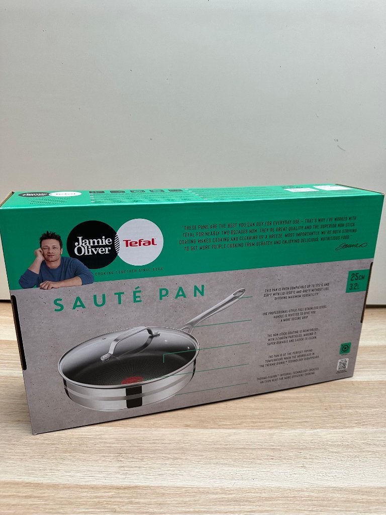 Jamie Oliver by Tefal Hapjespan 25cm RVS Inductie Met deksel, Ophalen, Tefal, Antiaanbaklaag, Nieuw
