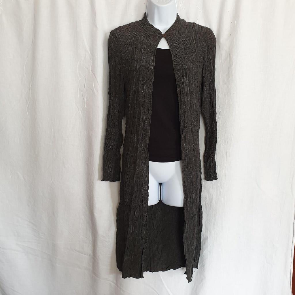 Gaaf lang grijs damesvest. Mt 36. Merk Nitya, Kleding | Dames, Truien en Vesten, Zo goed als nieuw, Maat 36 (S), Grijs, Ophalen of Verzenden
