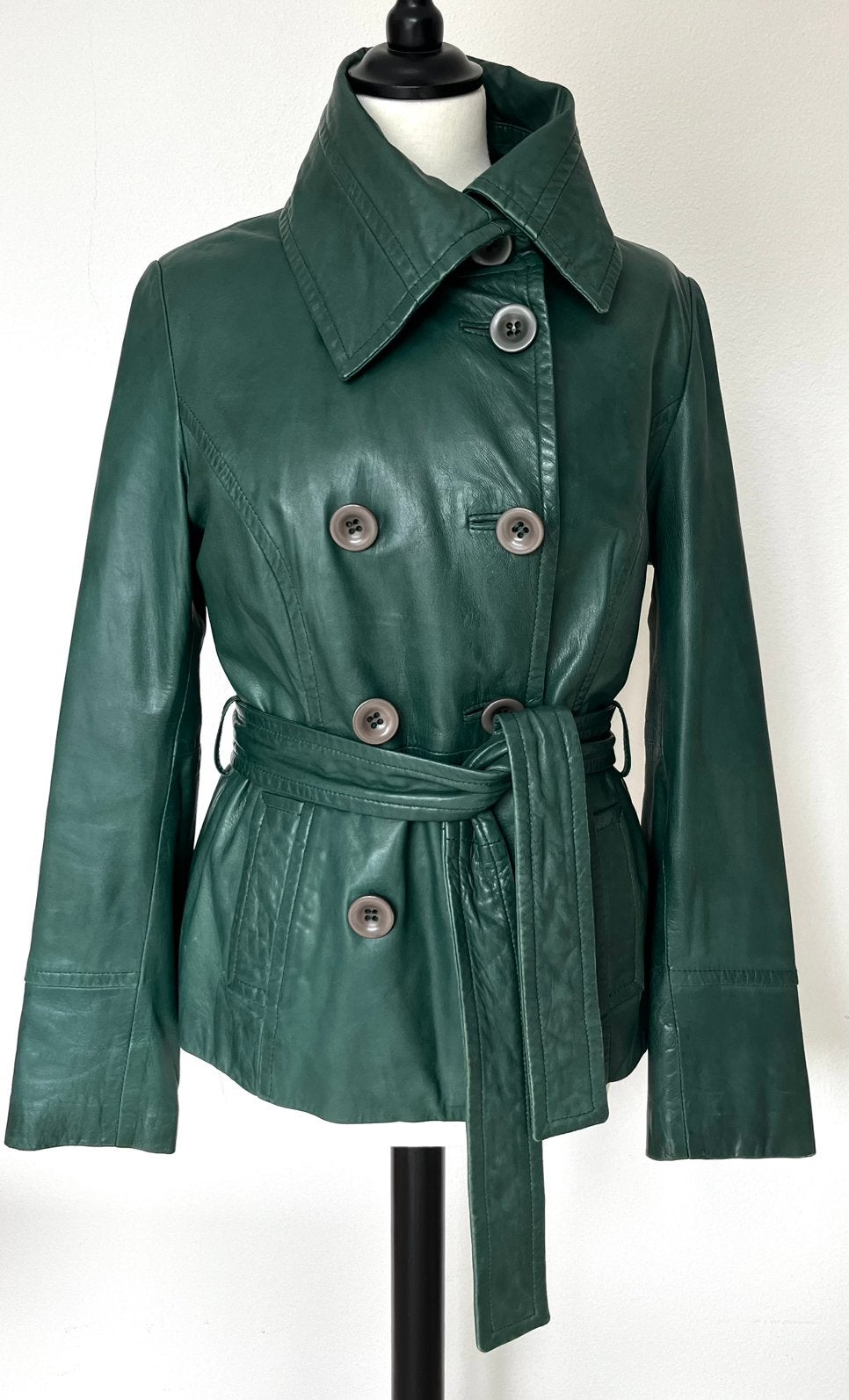 Sticksandstones groen leren driekwart jas maat 38, Ophalen of Verzenden, Zo goed als nieuw, Maat 38/40 (M), Groen
