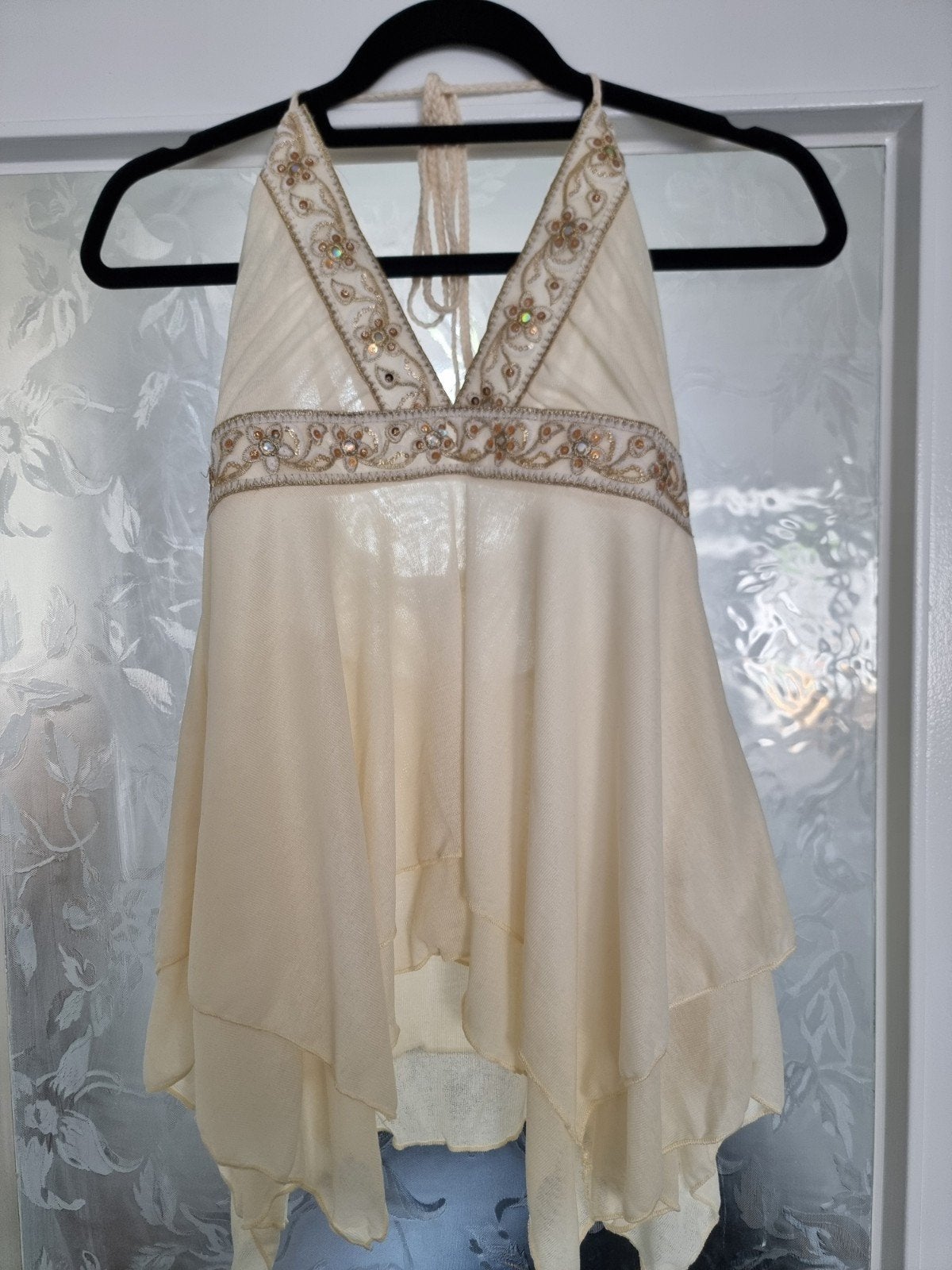Halternek geplooide casual blouse - Nieuw zonder kaartje, Kleding | Dames, Tops, Beige, Nieuw, Ophalen of Verzenden, Maat 36 (S)