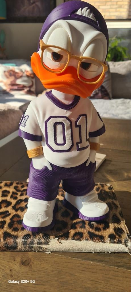 Donald Duck 3D geprint beeldje - Paars/Wit, Ophalen of Verzenden, Zo goed als nieuw
