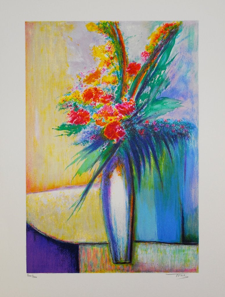 Torres - Bouquet au Vase Blanc - Litho Handgesign., Ophalen of Verzenden