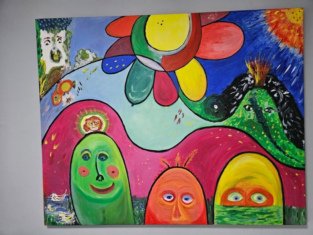 Groot opvallend uniek schilderij, 120 x 180 cm, Ophalen