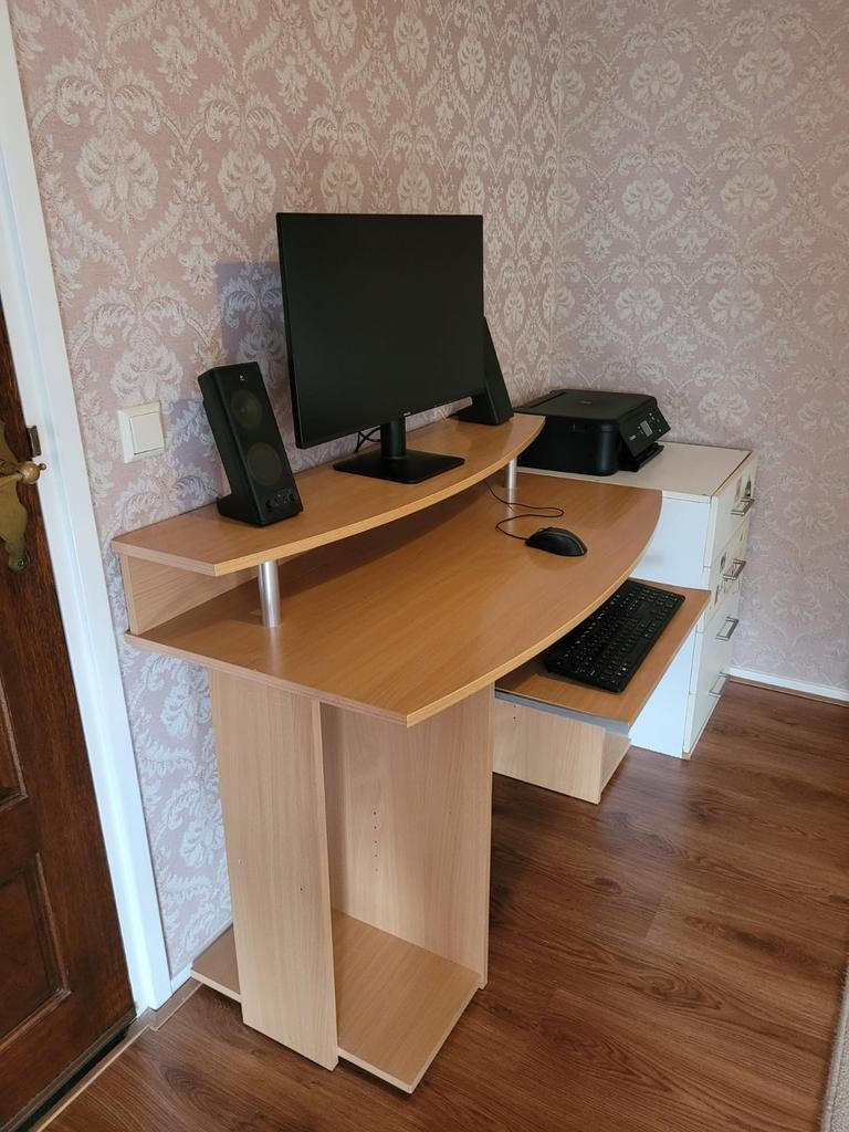Beuken bureau, Ophalen, 60 cm, 118 cm, Computerbureau