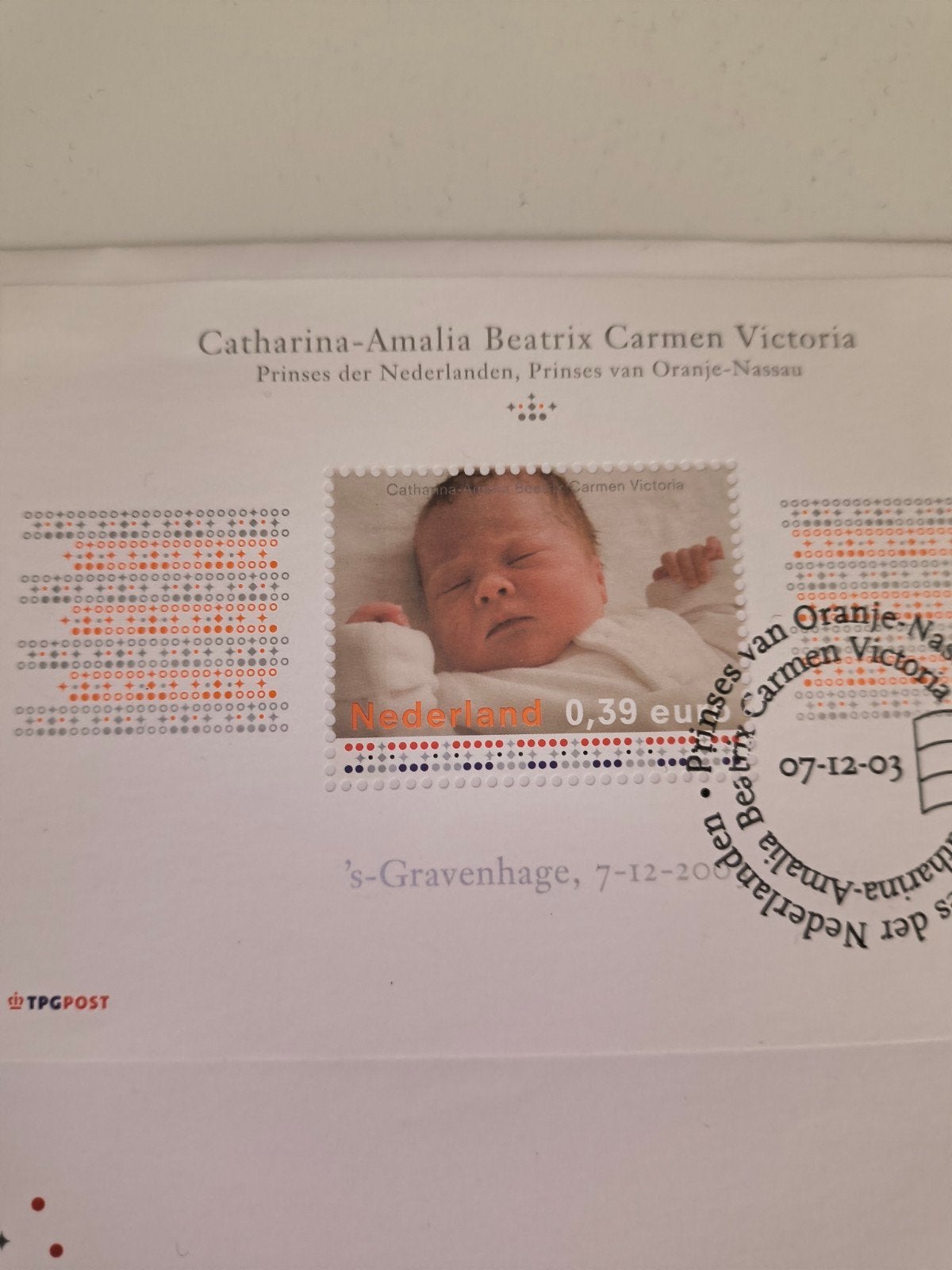 Postzegel Geboorte Prinses Amalia - TPG Post, Ophalen of Verzenden, Na 1940, Postfris