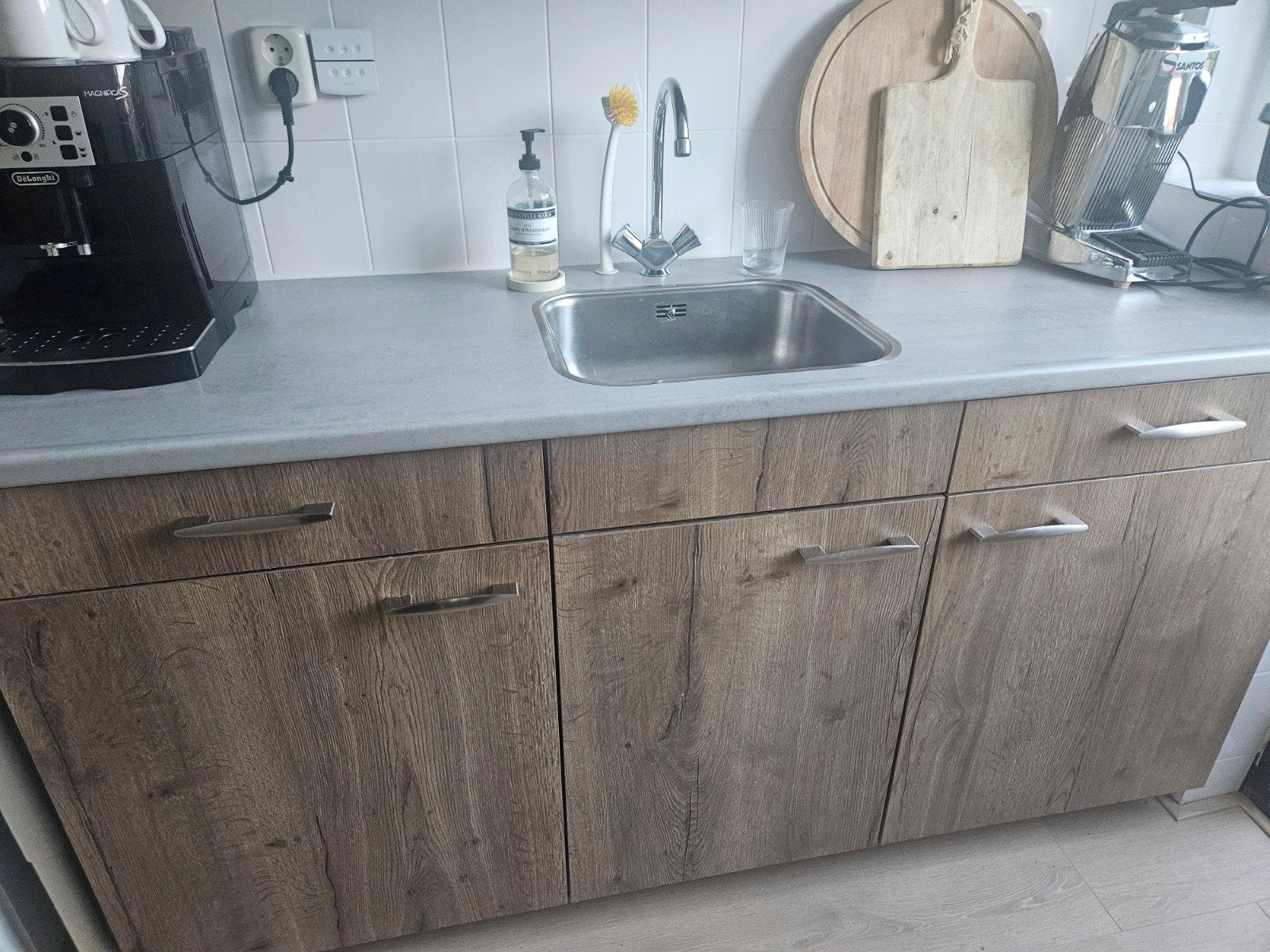 Bruynzeel keukenblok incl spoelbak, Huis en Inrichting, Keuken | Complete keukens, Ophalen, Bruin, Overige typen, Zo goed als nieuw