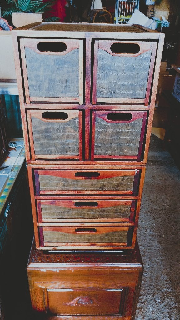 Vintage ladekastjes fournituren kast teak hout design model, Huis en Inrichting, 1 of 2 laden, Zo goed als nieuw, Minder dan 100 cm