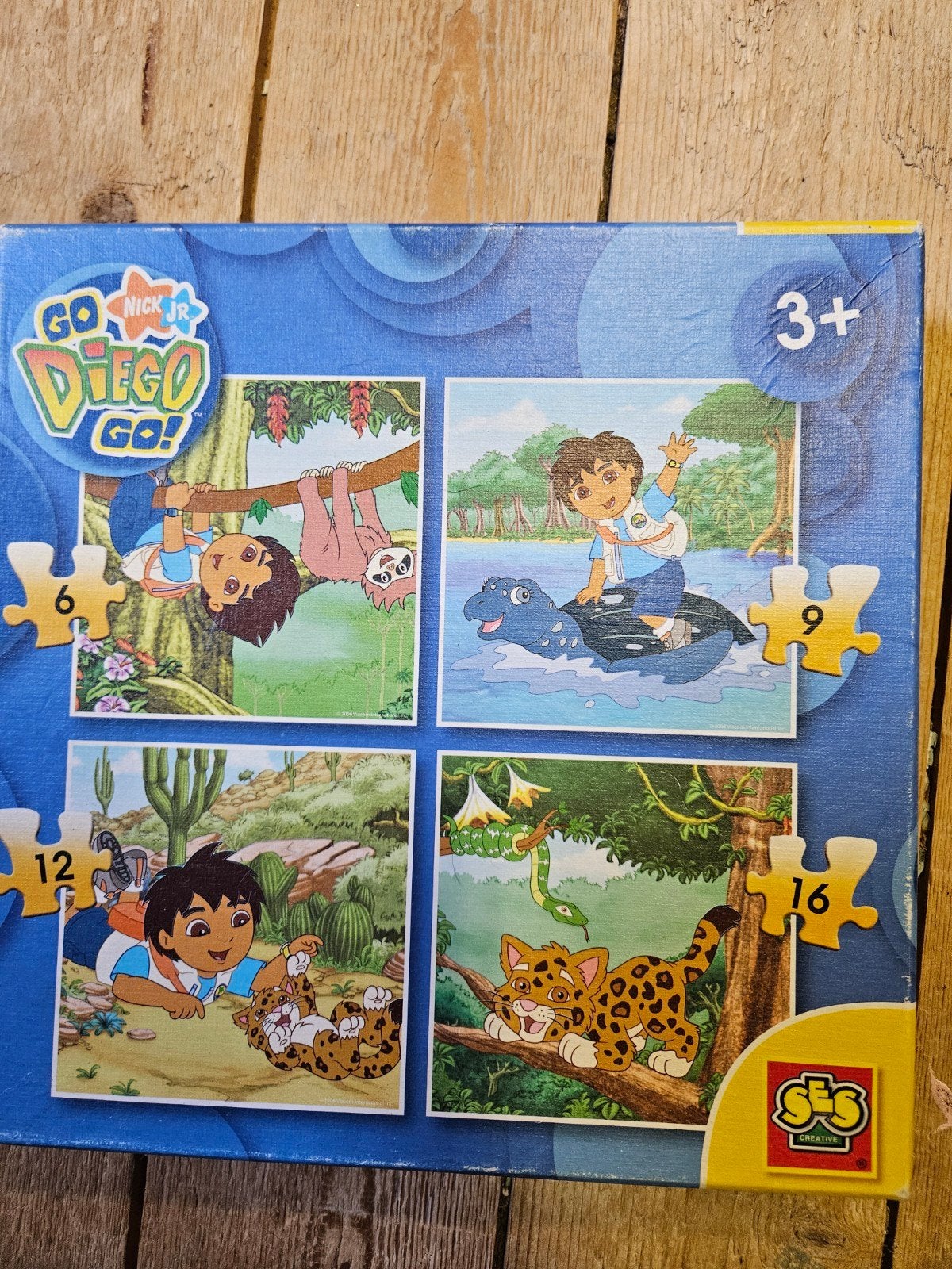 Go Diego Go 4 puzzels in 1, Kinderen en Baby's, Ophalen of Verzenden, 10 tot 50 stukjes, Zo goed als nieuw