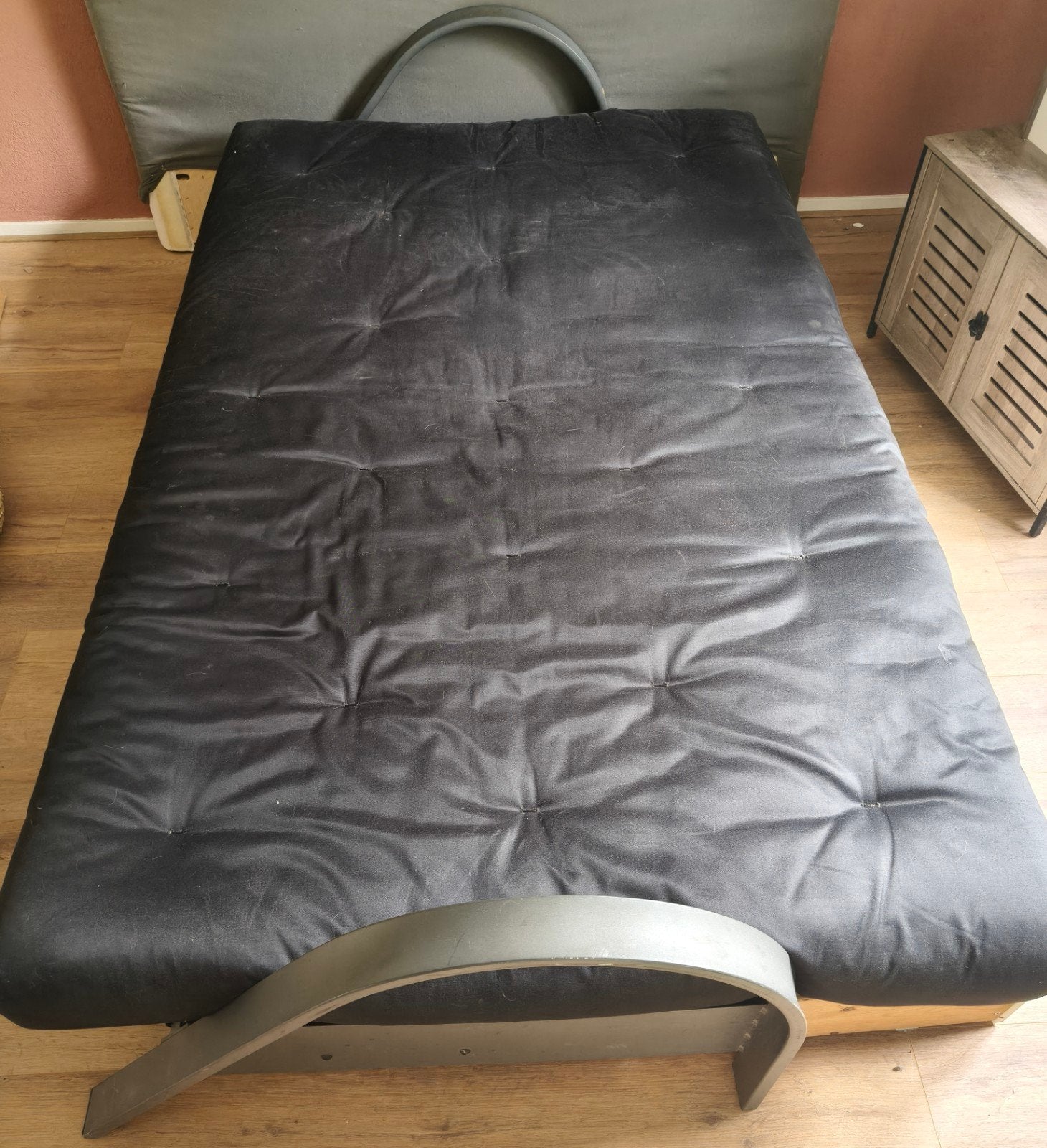 Zwart slaapbank, Huis en Inrichting, Ophalen, Zwart, Tweepersoons, 120 cm