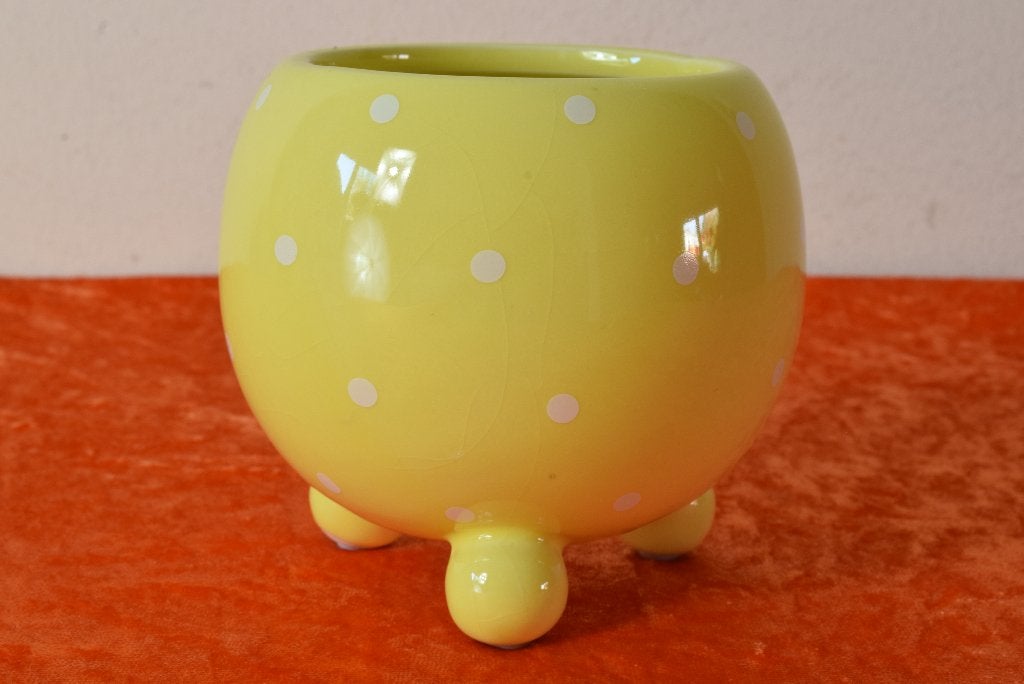 Schattig retro vintage jaren 50 stijl bloempotje met pootjes, Rond, Ophalen of Verzenden, Zo goed als nieuw, Balkon