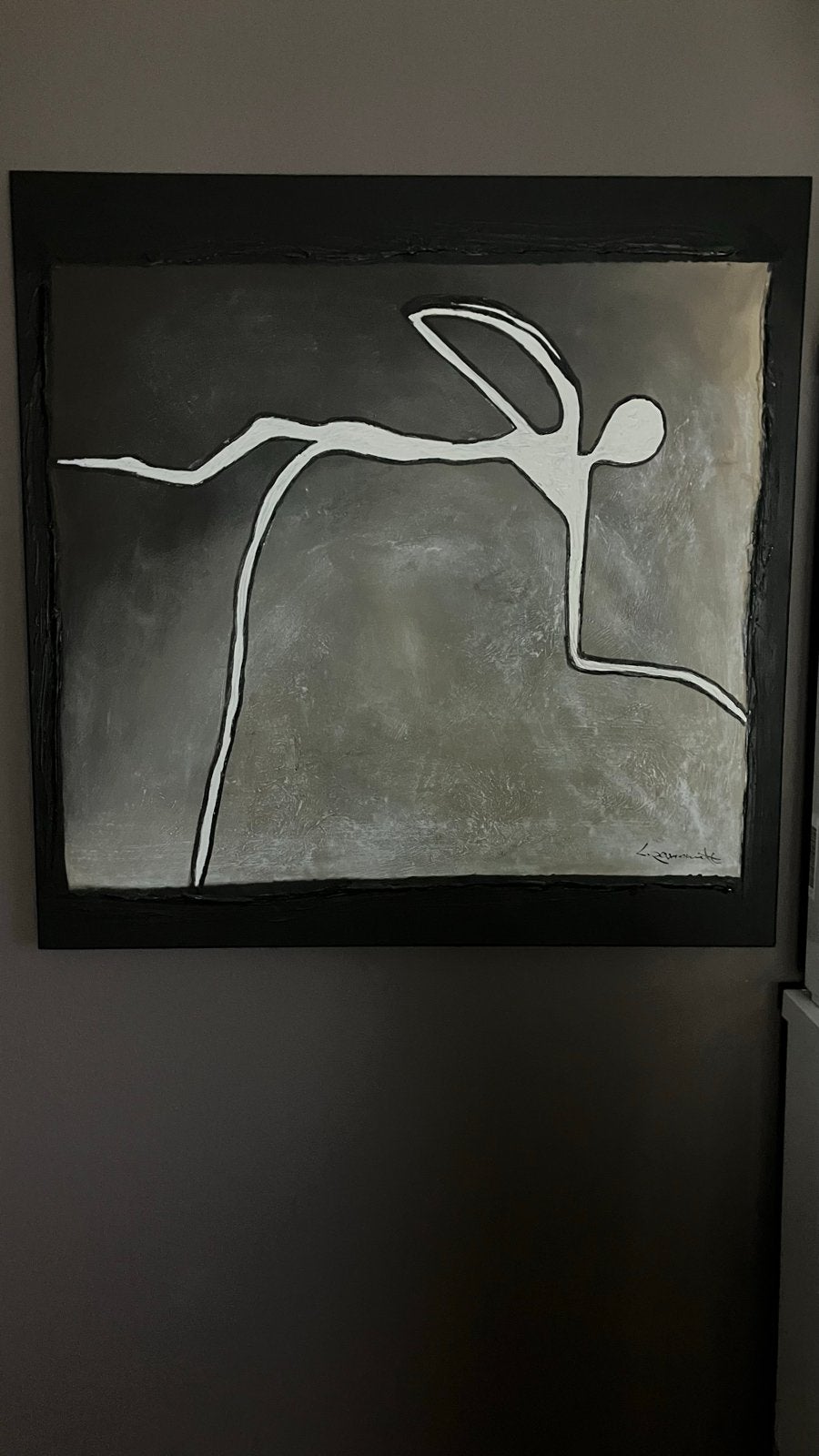 Goossens meubelen schilderij met figuur, zwart-wit, Ophalen of Verzenden